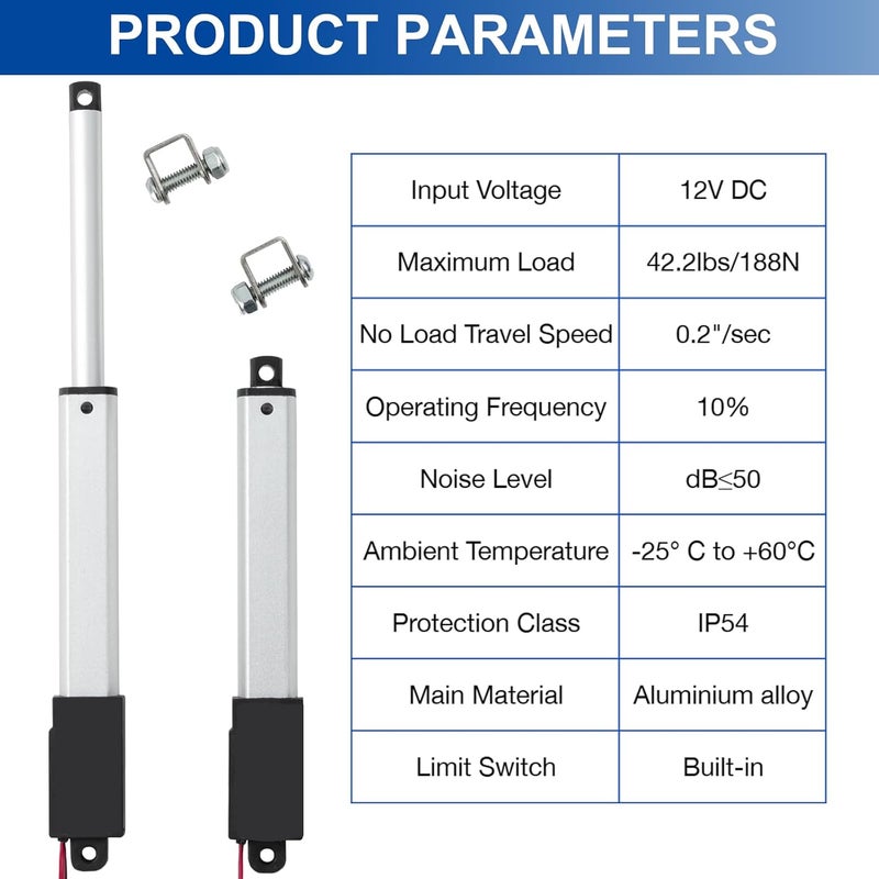 JQDML Store 0.83 Inch 0.83" Stroke Micro Linear Actuator 12V 42.2lbs/188N Electric Linear Actuator Speed 0.2"/sec with Mounting Brackets,for Robotics,Home Automation,Item Weight 0.09lbs - Image 3